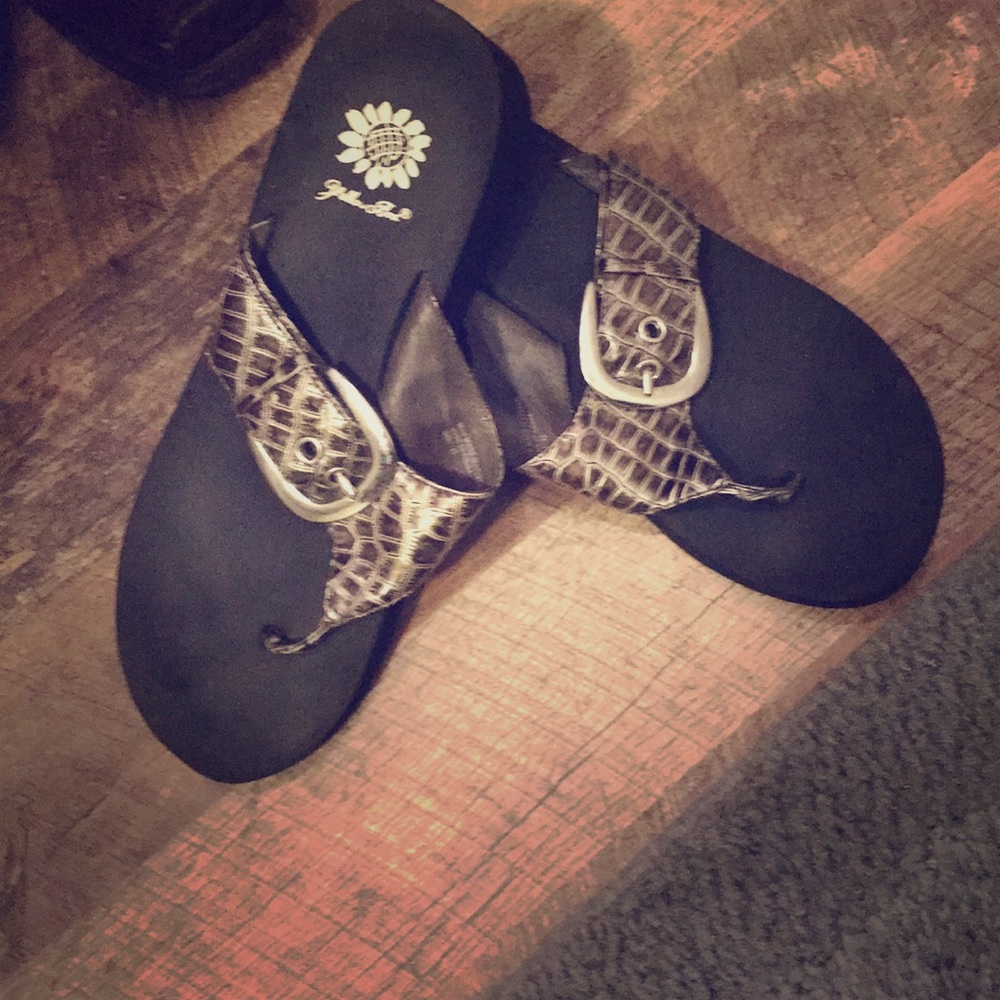 Yellow box flip flops
